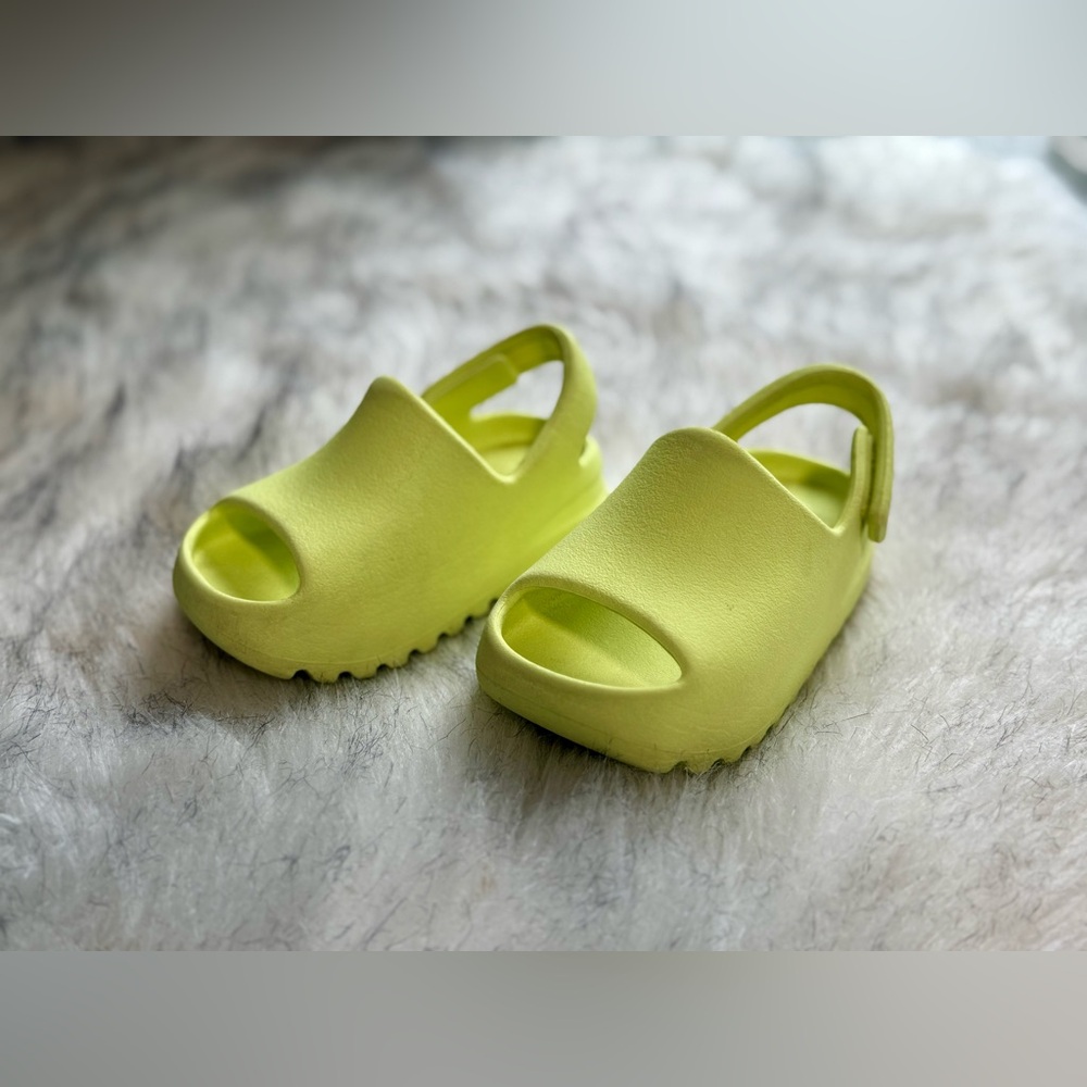 Yeezy Infants Neon Yellow Open-Toe Slingback Sandals